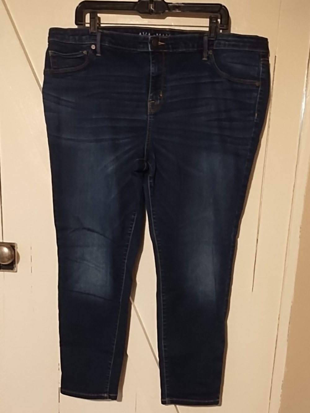 Ava & Viv Dark Blue Skinny Stretch Jeans VGC Size 20W Cropped.